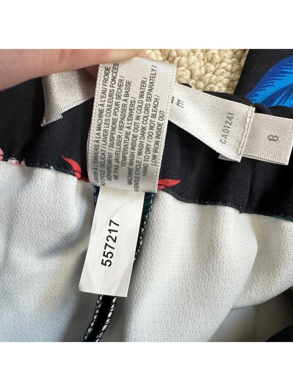 Women's Contemporaine Pants Black Multi Tropical Size 8 - Picture 7 of 10
